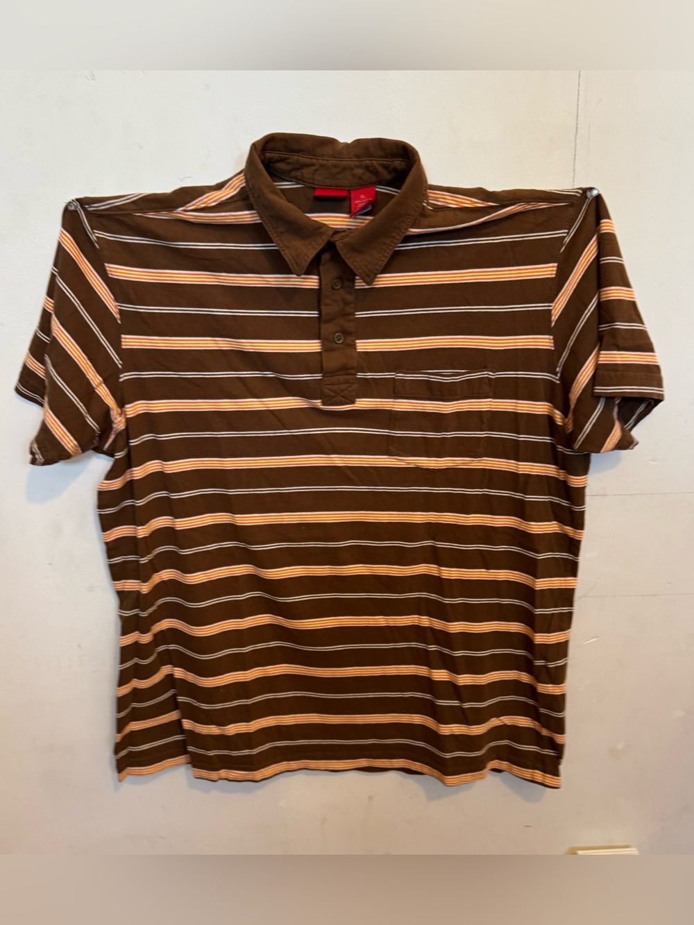 Mossino Brown Striped Polo with tri colored Accents